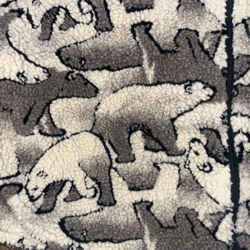 Woolrich Women's Polar Bear Deep Pile Fleece Sherpa Jacket Gray/White Size L - Picture 2 of 7